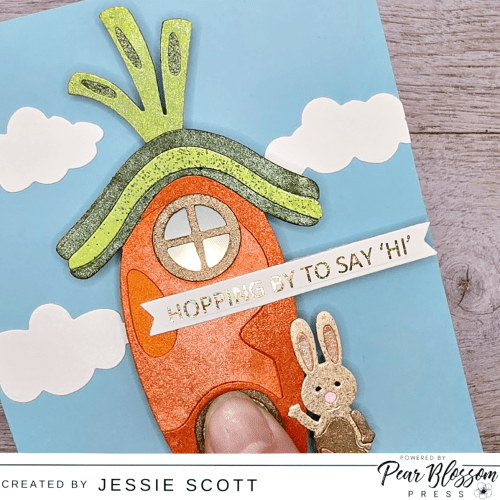 Pear Blossom Press, One Light, Halo One Light Combo, Picket Fence Studio, Welcome Home Bun Bun, Tonic Mica Stain Spray, Light up card, handmade card, Easter card